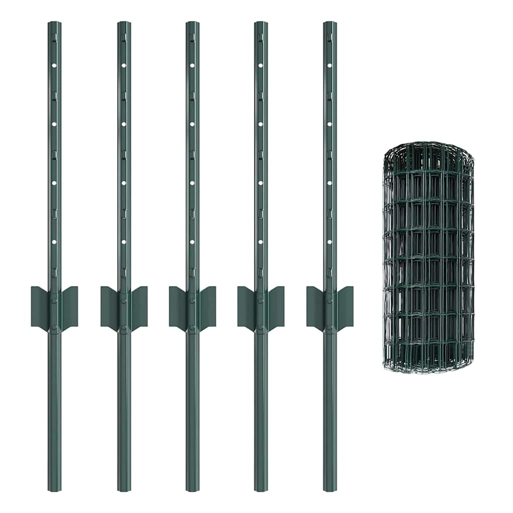 vidaXL Ogrodzenie Euro z słupkiem 10 x 0,4 m Stal pokryta PVC zielony