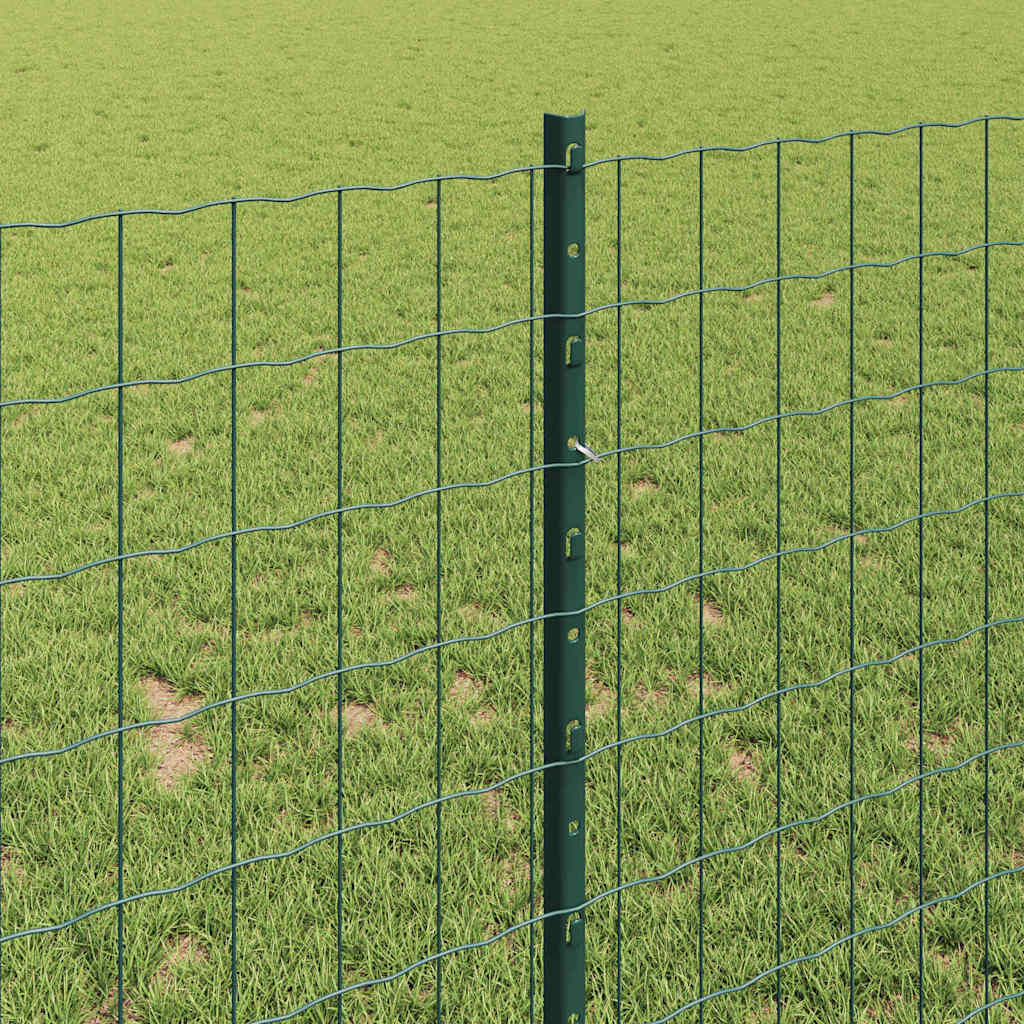 vidaXL Ogrodzenie Euro z słupkiem 10 x 1 m Stal pokryta PVC zielony