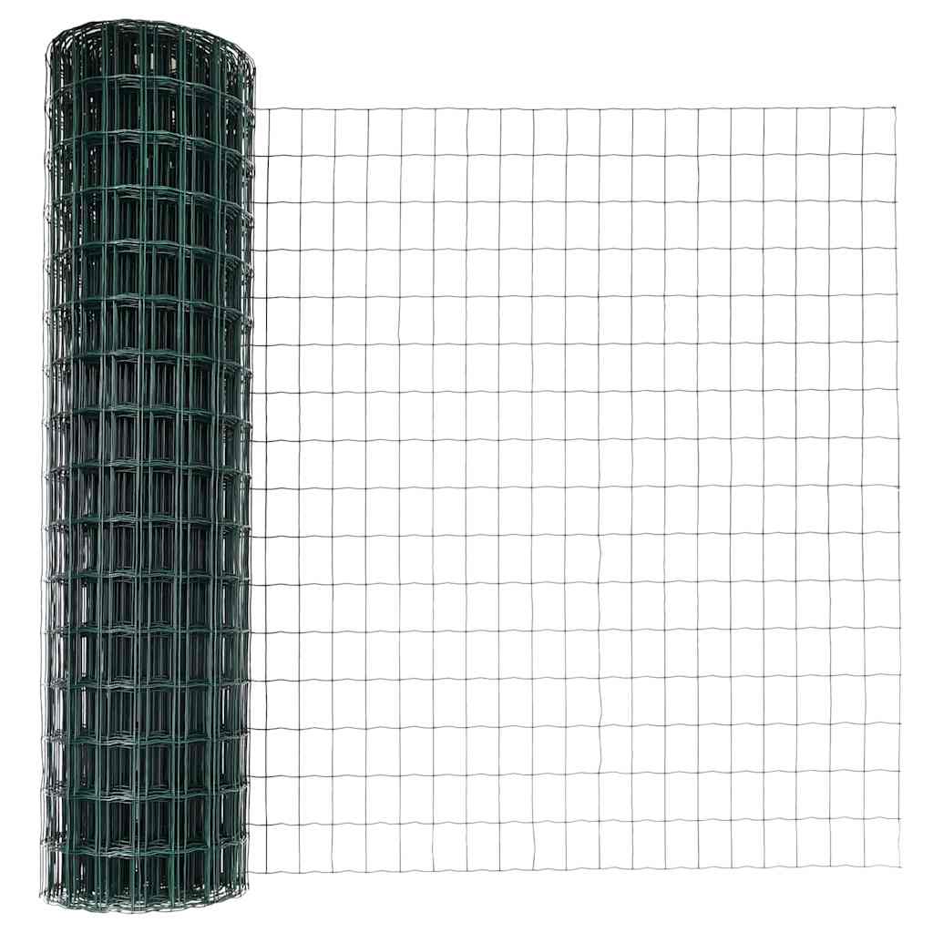 vidaXL Ogrodzenie Euro z słupkiem 10 x 1 m Stal pokryta PVC zielony