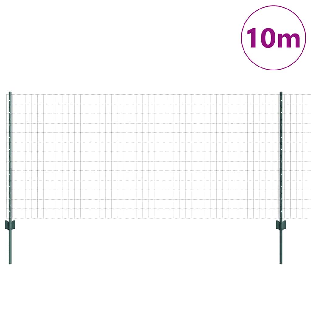 vidaXL Ogrodzenie Euro z słupkiem 10 x 1 m Stal pokryta PVC zielony