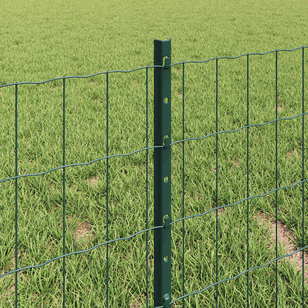 vidaXL Ogrodzenie Euro z słupkiem 10 x 0,4 m Stal pokryta PVC zielony