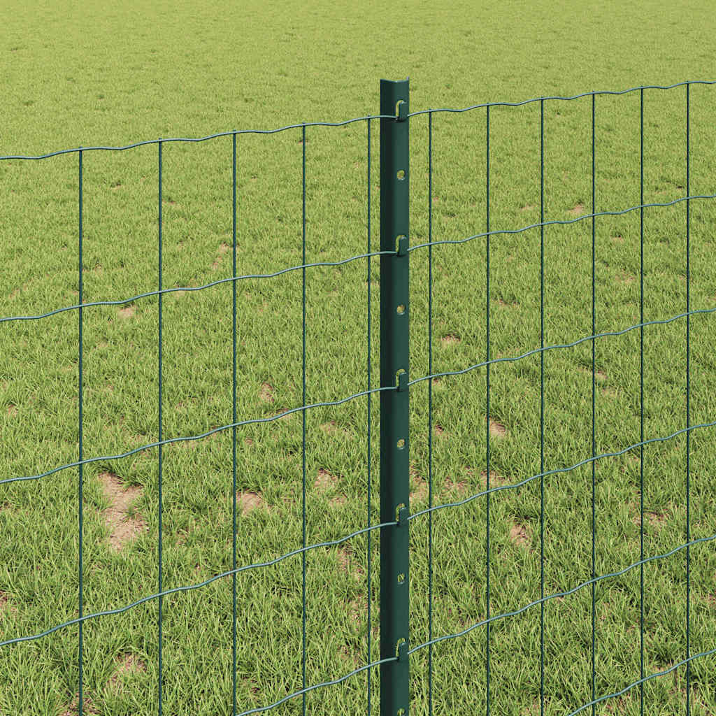 vidaXL Ogrodzenie Euro z słupkiem 10 x 1 m Stal pokryta PVC zielony