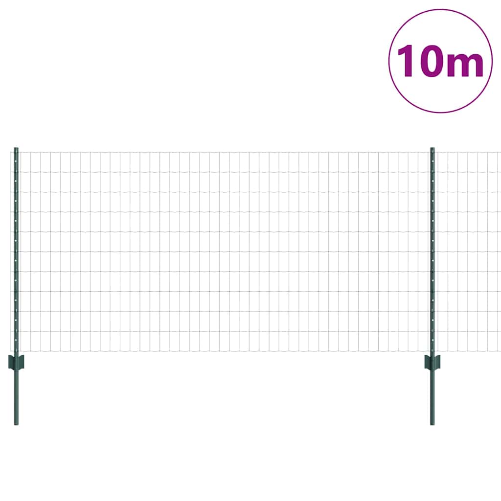 vidaXL Ogrodzenie Euro z słupkiem 10 x 1 m Stal pokryta PVC zielony