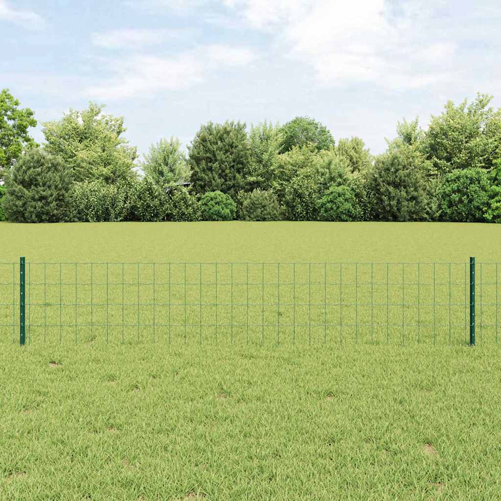 vidaXL Ogrodzenie Euro z słupkiem 10 x 0,4 m Stal pokryta PVC zielony
