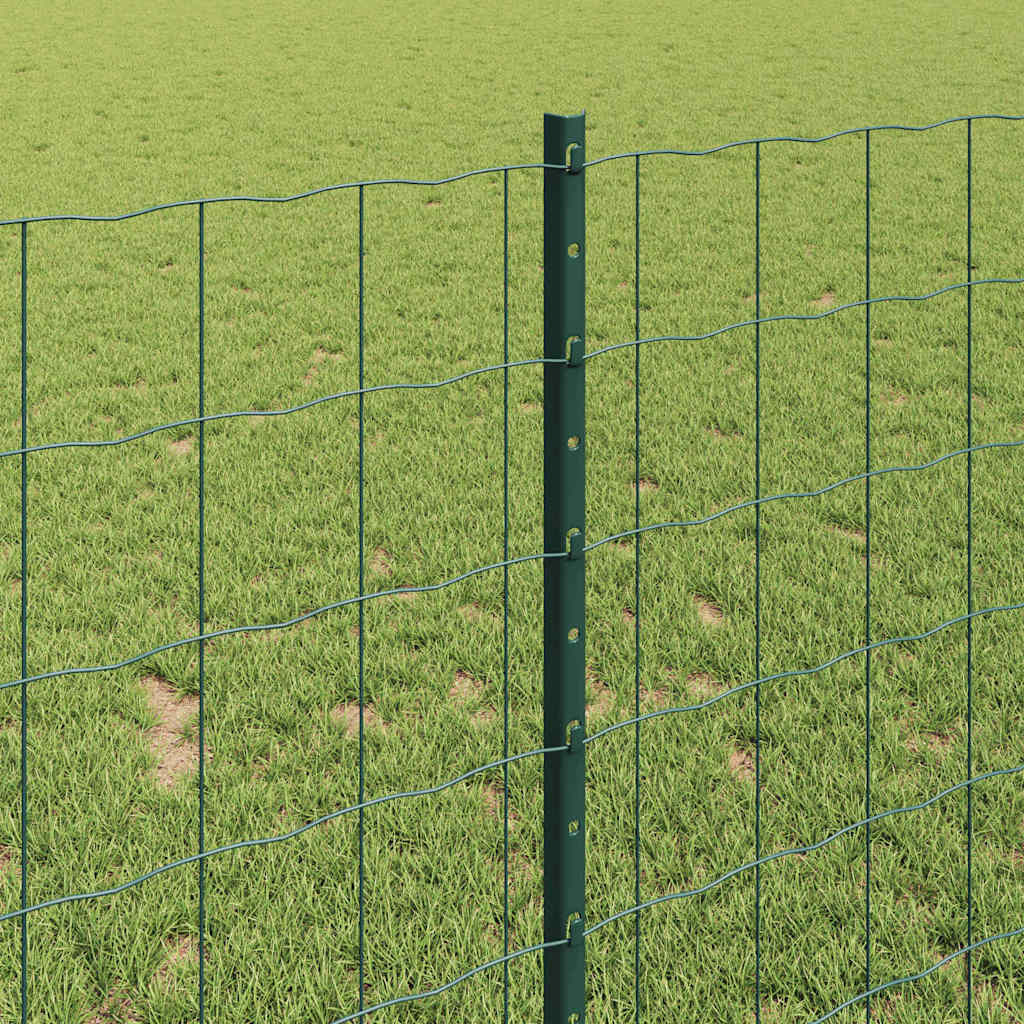 vidaXL Ogrodzenie Euro z słupkiem 10 x 1 m Stal pokryta PVC zielony