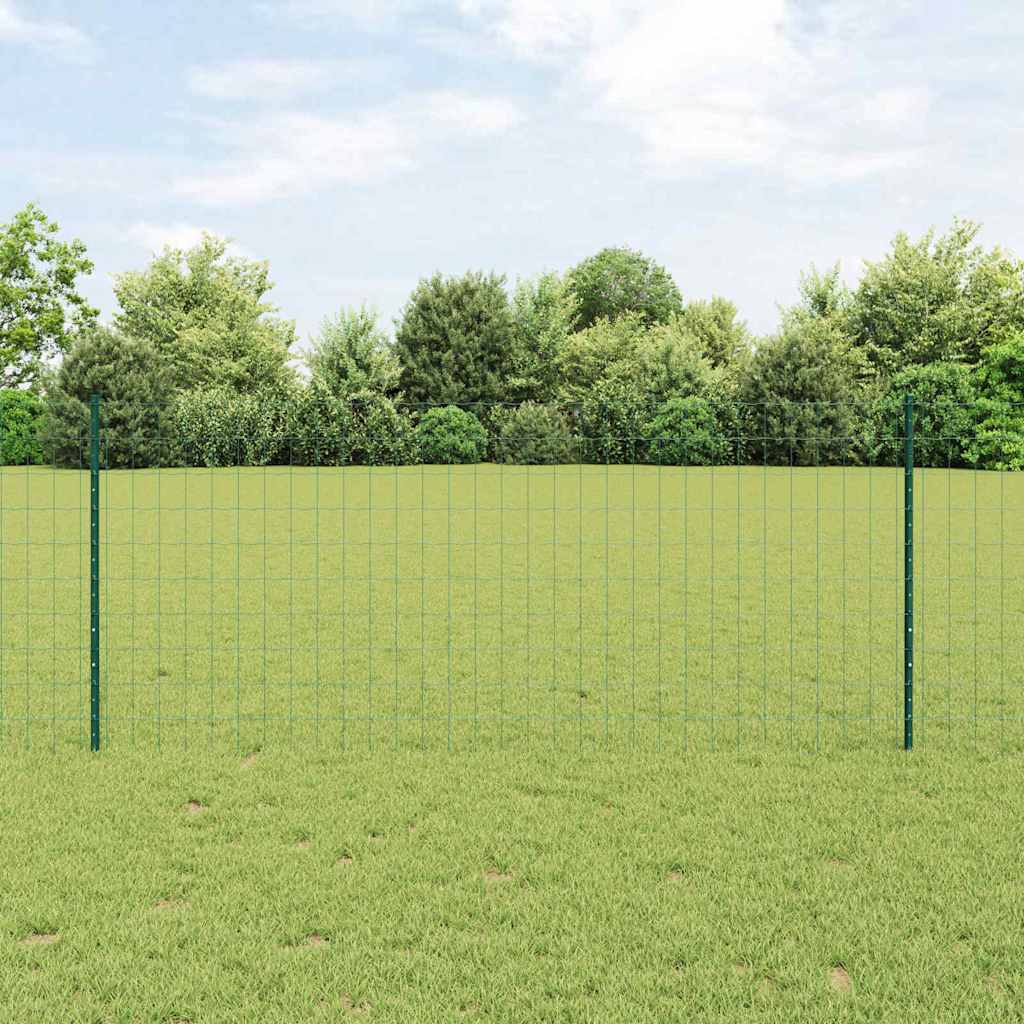 vidaXL Ogrodzenie Euro z słupkiem 10 x 1 m Stal pokryta PVC zielony