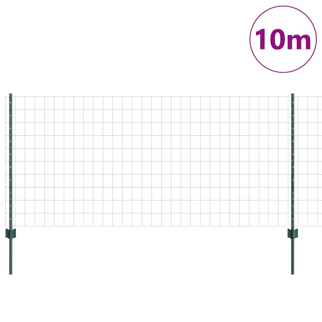 vidaXL Ogrodzenie Euro z słupkiem 10 x 1 m Stal pokryta PVC zielony