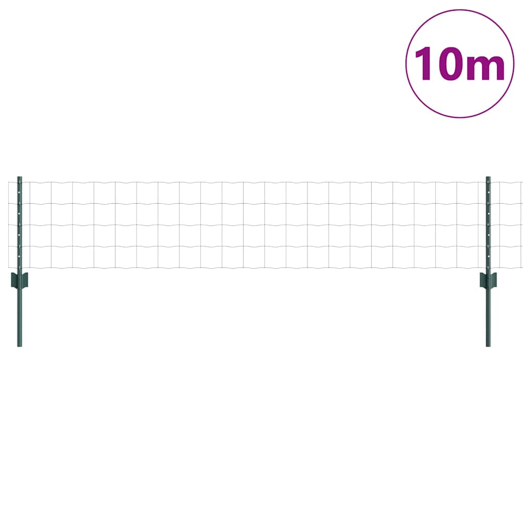 vidaXL Ogrodzenie Euro z słupkiem 10 x 0,4 m Stal pokryta PVC zielony