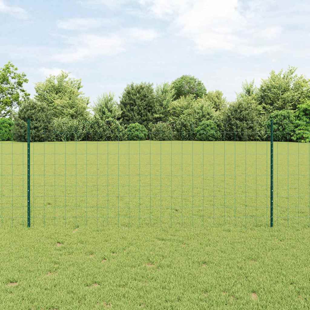 vidaXL Ogrodzenie Euro z słupkiem 10 x 1 m Stal pokryta PVC zielony
