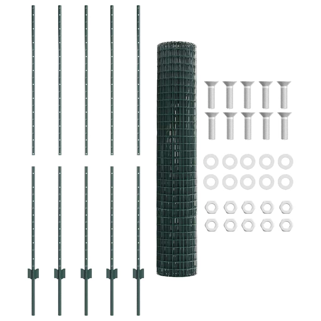 vidaXL Spawana siatka ogrodzeniowa 10 x 1,5 m (S x W) Stal pokryta PVC