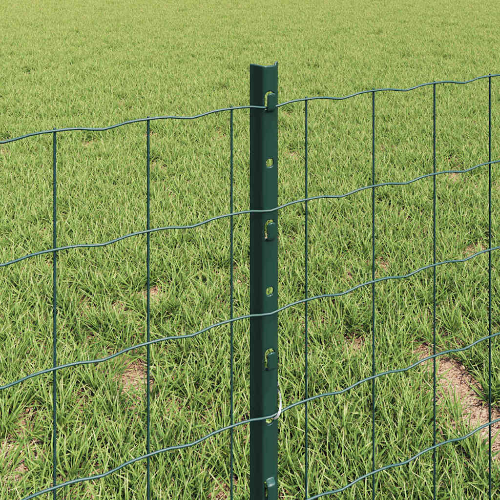vidaXL Ogrodzenie Euro z słupkiem 10 x 0,4 m Stal pokryta PVC zielony
