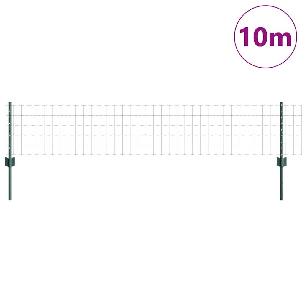 vidaXL Ogrodzenie Euro z słupkiem 10 x 0,4 m Stal pokryta PVC zielony