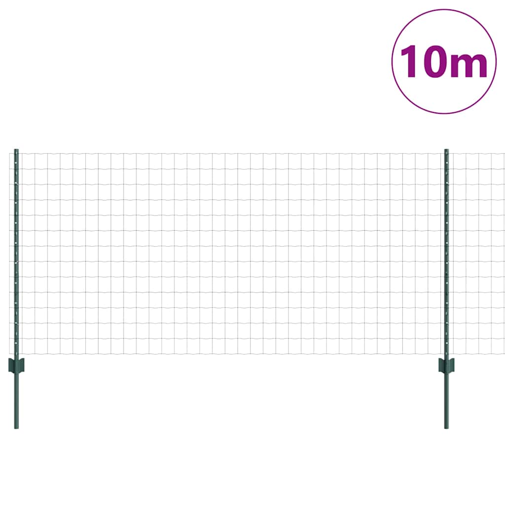 vidaXL Ogrodzenie Euro z słupkiem 10 x 1 m Stal pokryta PVC zielony