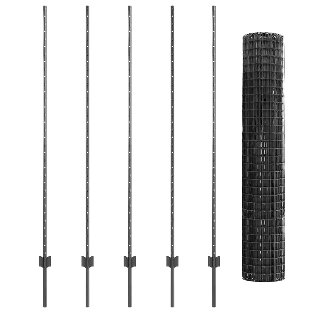 vidaXL Spawana siatka ogrodzeniowa 10 x 1,6 m (S x W) Stal pokryta PVC
