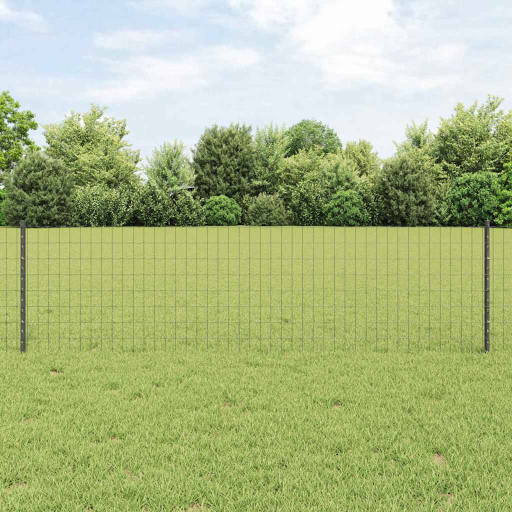 vidaXL Ogrodzenie Euro z słupkiem 10 x 0,6 m Stal pokryta PVC Szary