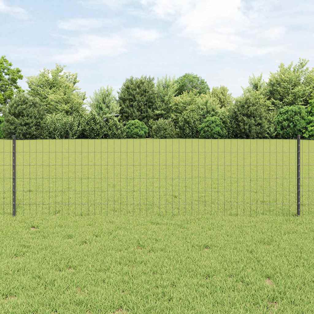 vidaXL Ogrodzenie Euro z słupkiem 10 x 0,6 m Stal pokryta PVC Szary