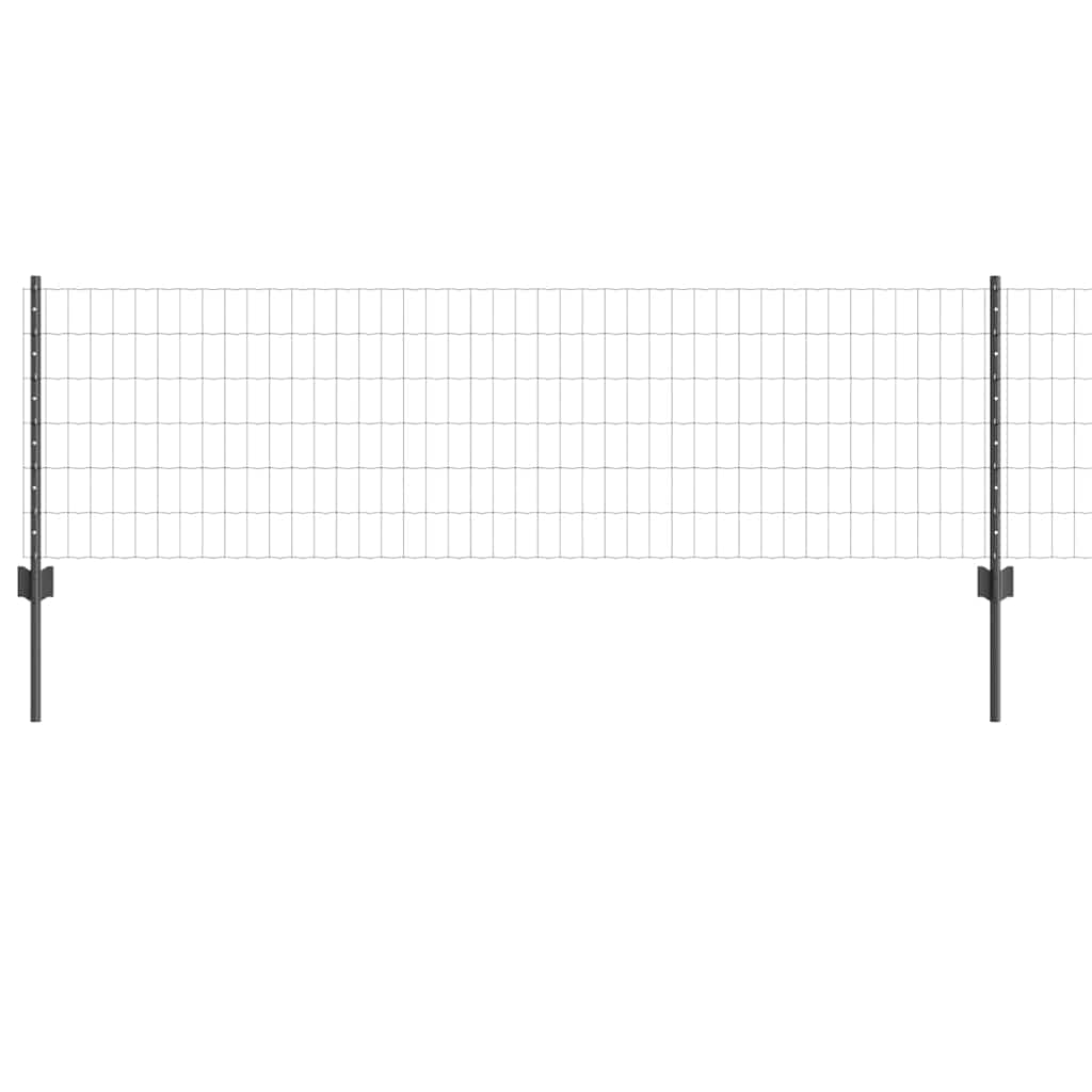 vidaXL Ogrodzenie Euro z słupkiem 10 x 0,6 m Stal pokryta PVC Szary