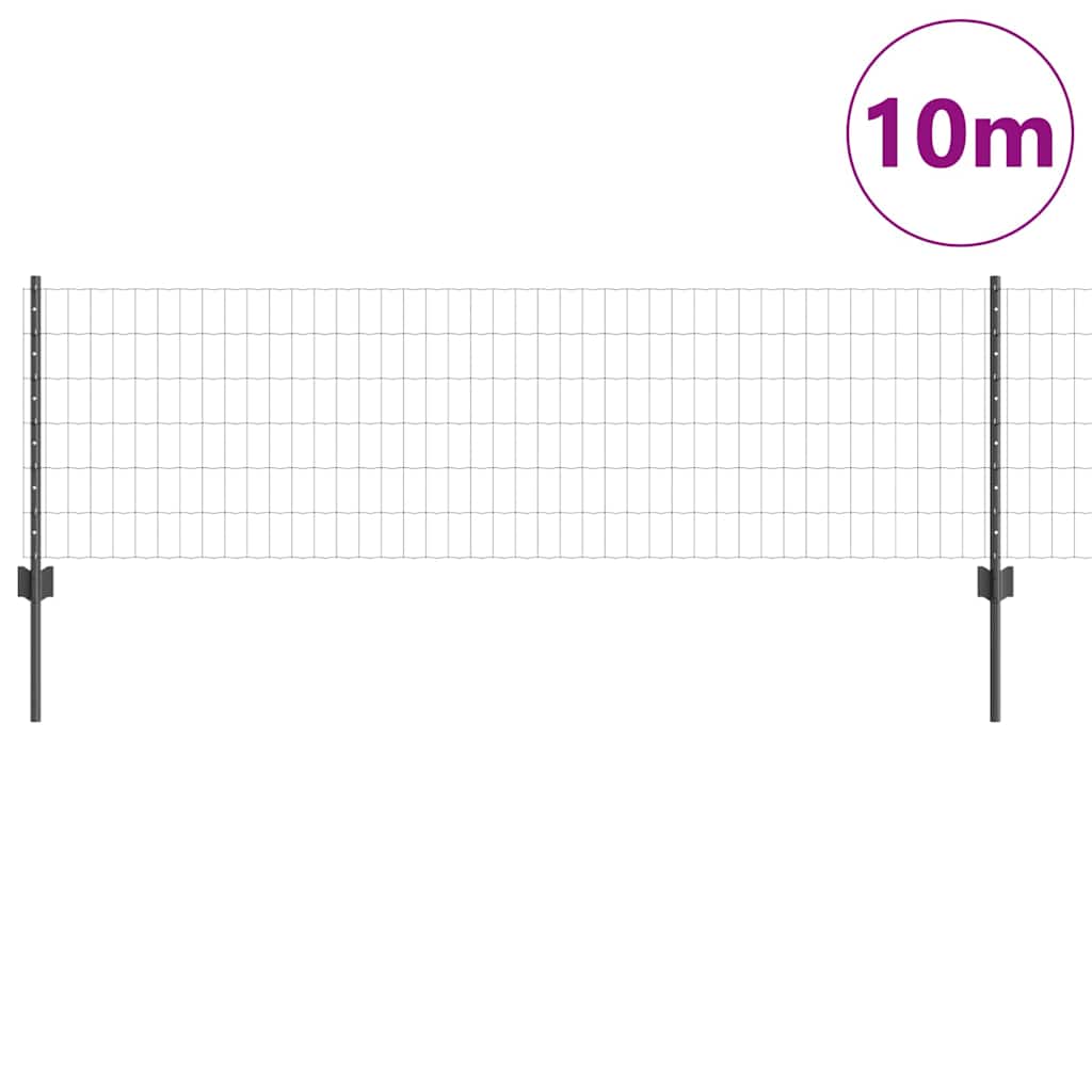 vidaXL Ogrodzenie Euro z słupkiem 10 x 0,6 m Stal pokryta PVC Szary