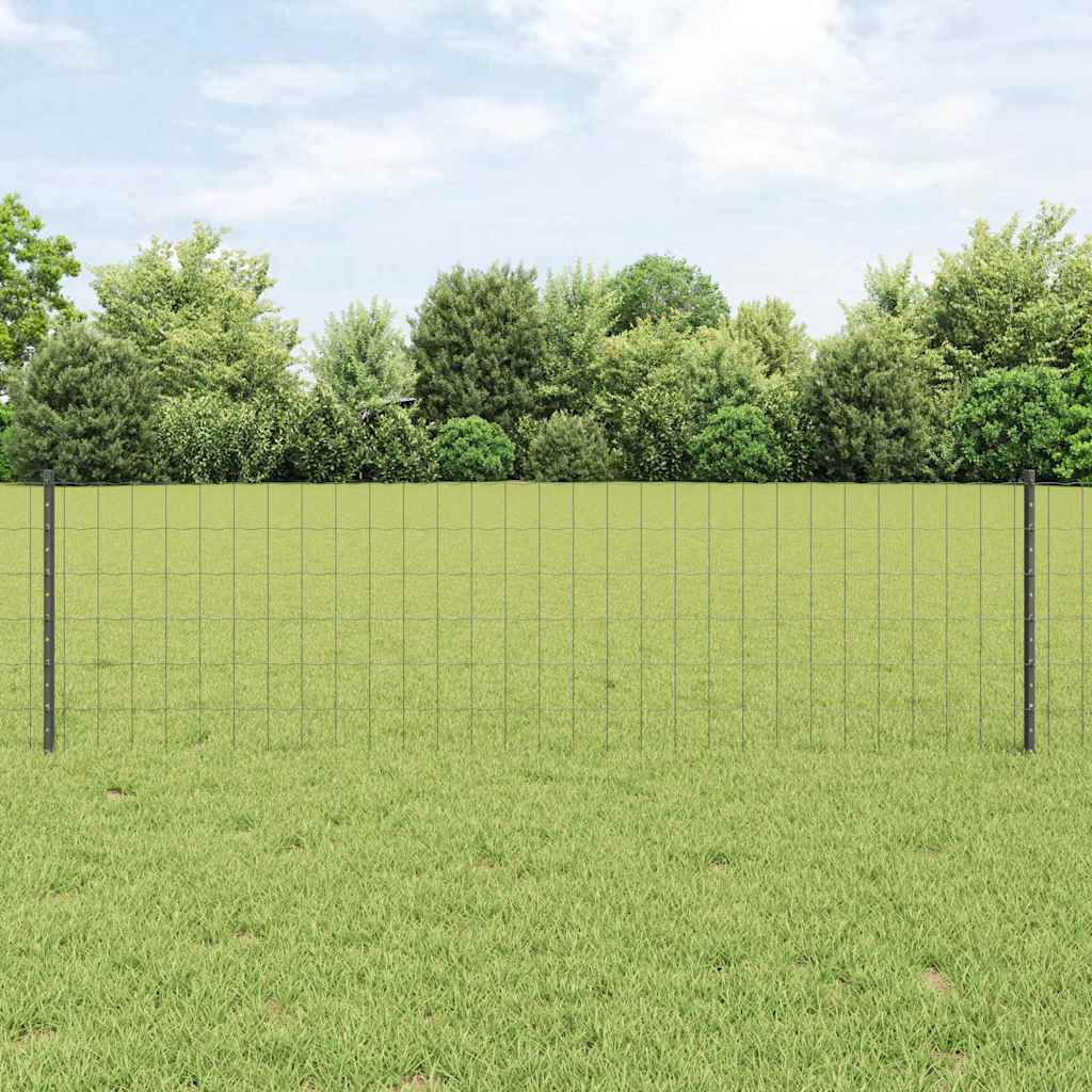 vidaXL Ogrodzenie Euro z słupkiem 10 x 0,6 m Stal pokryta PVC Szary