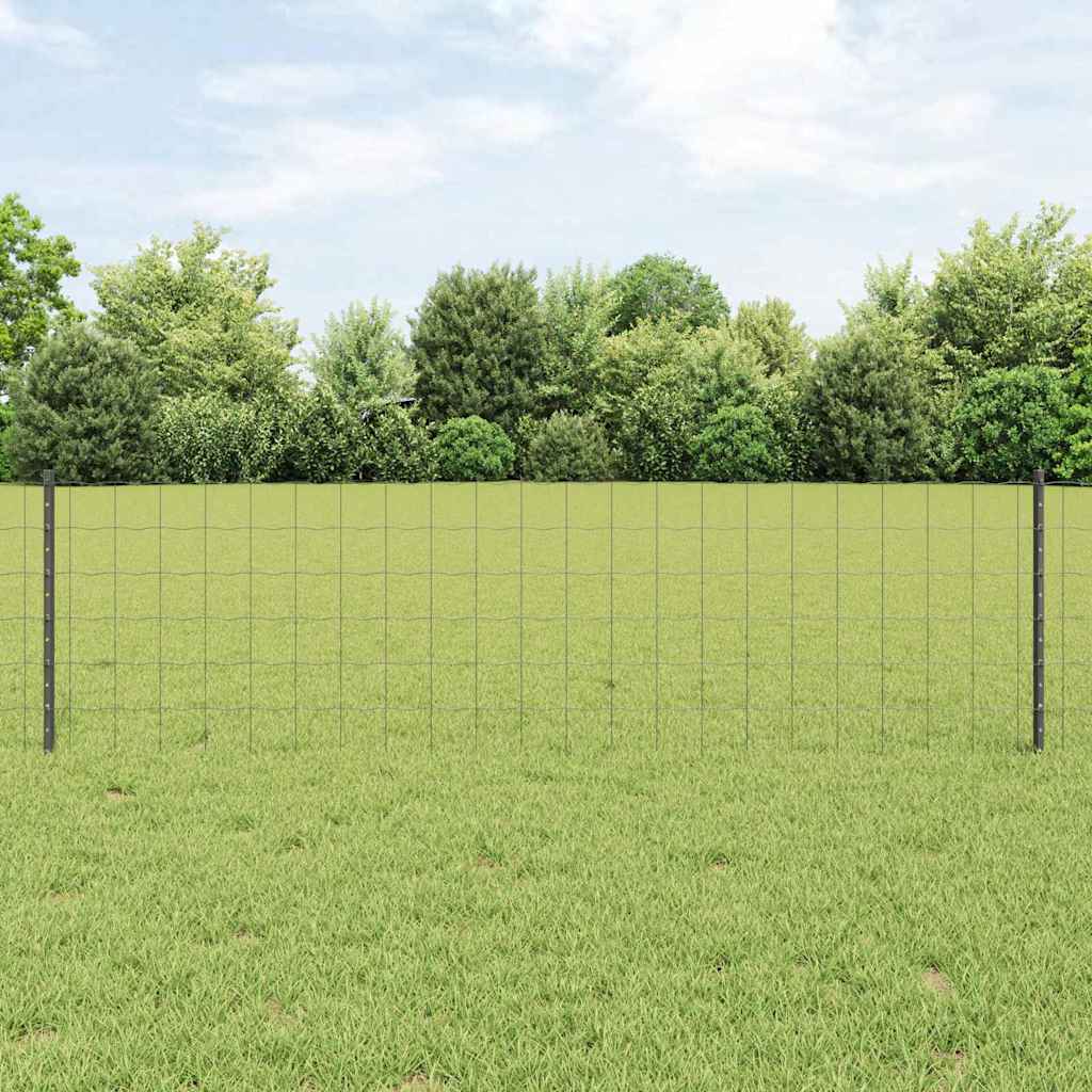 vidaXL Ogrodzenie Euro z słupkiem 10 x 0,6 m Stal pokryta PVC Szary