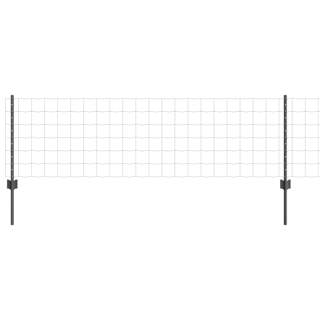 vidaXL Ogrodzenie Euro z słupkiem 10 x 0,6 m Stal pokryta PVC Szary