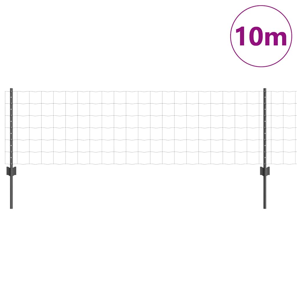 vidaXL Ogrodzenie Euro z słupkiem 10 x 0,6 m Stal pokryta PVC Szary