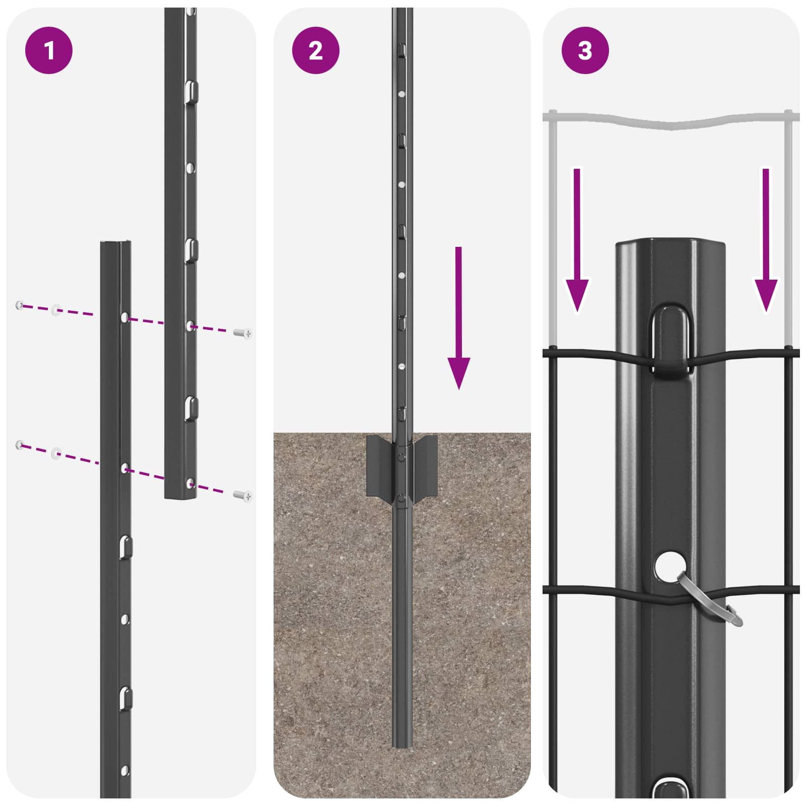 vidaXL Ogrodzenie Euro z słupkiem 10 x 1,2 m Stal pokryta PVC Szary