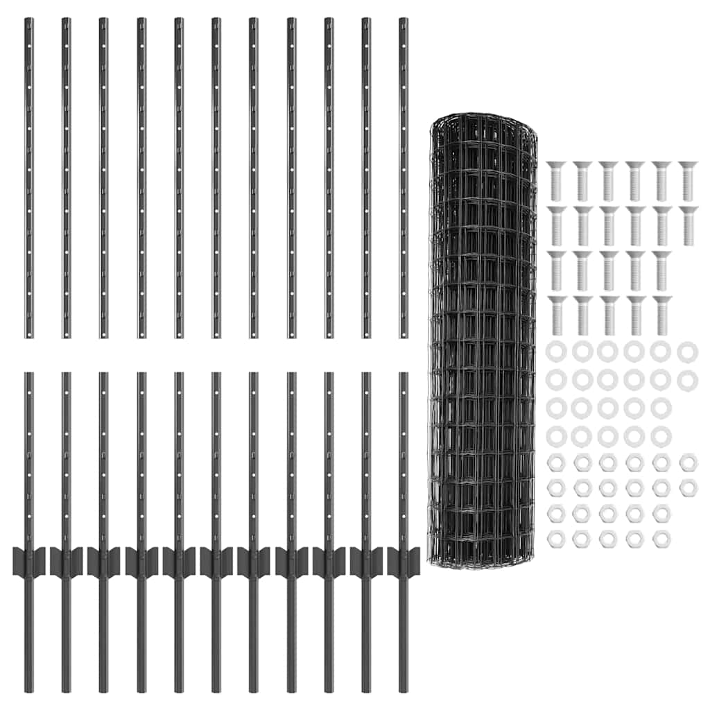 vidaXL Spawana siatka ogrodzeniowa 25 x 1 m (S x W) Stal pokryta PVC