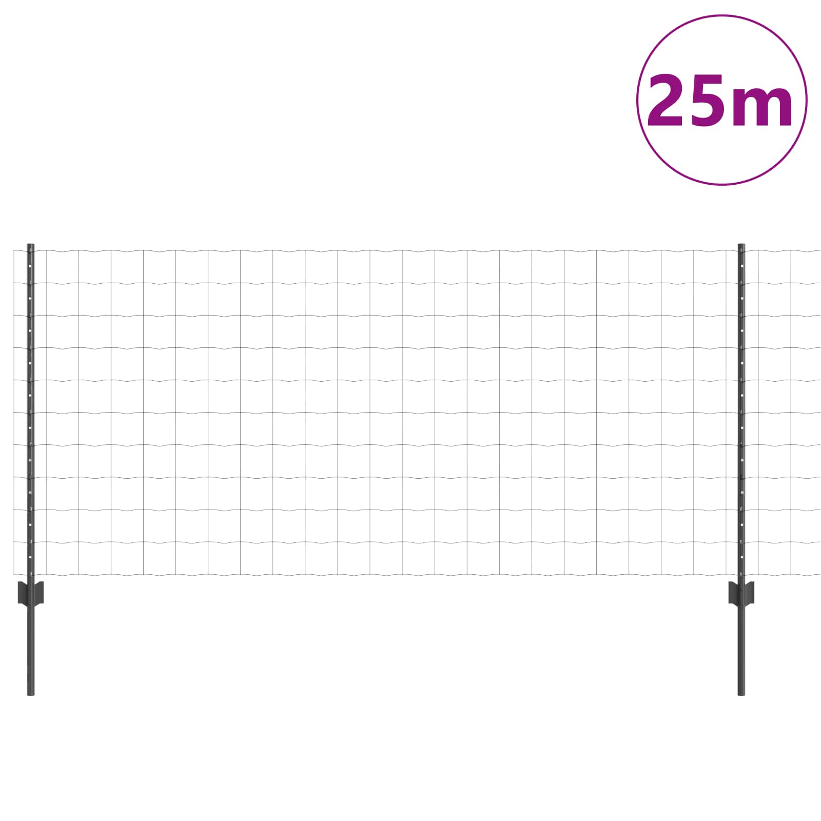 vidaXL Spawana siatka ogrodzeniowa 25 x 1 m (S x W) Stal pokryta PVC