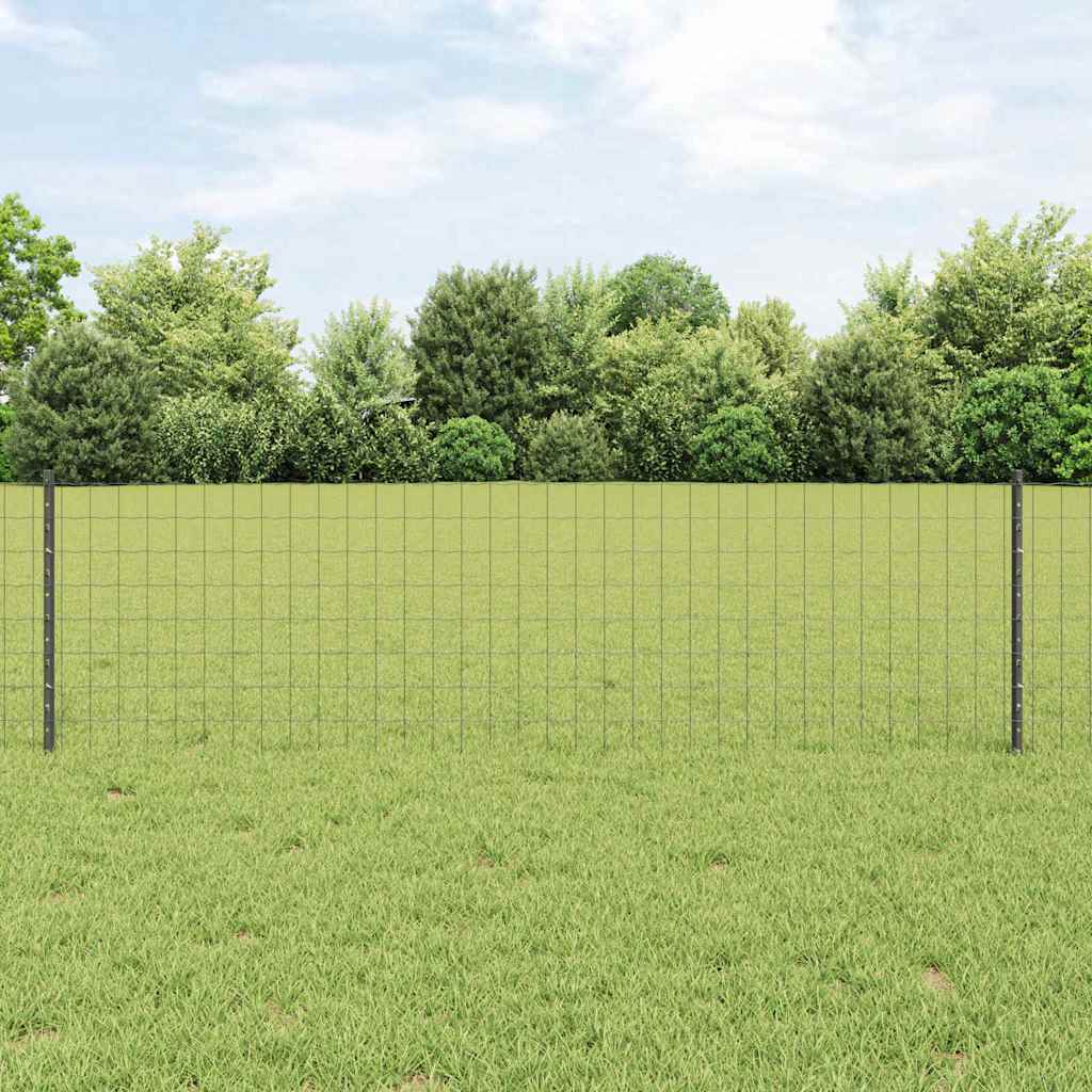 vidaXL Ogrodzenie Euro z słupkiem 10 x 0,6 m Stal pokryta PVC Szary