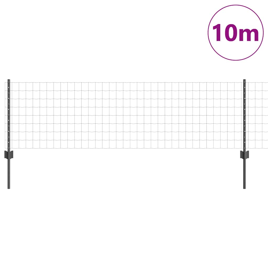 vidaXL Ogrodzenie Euro z słupkiem 10 x 0,6 m Stal pokryta PVC Szary
