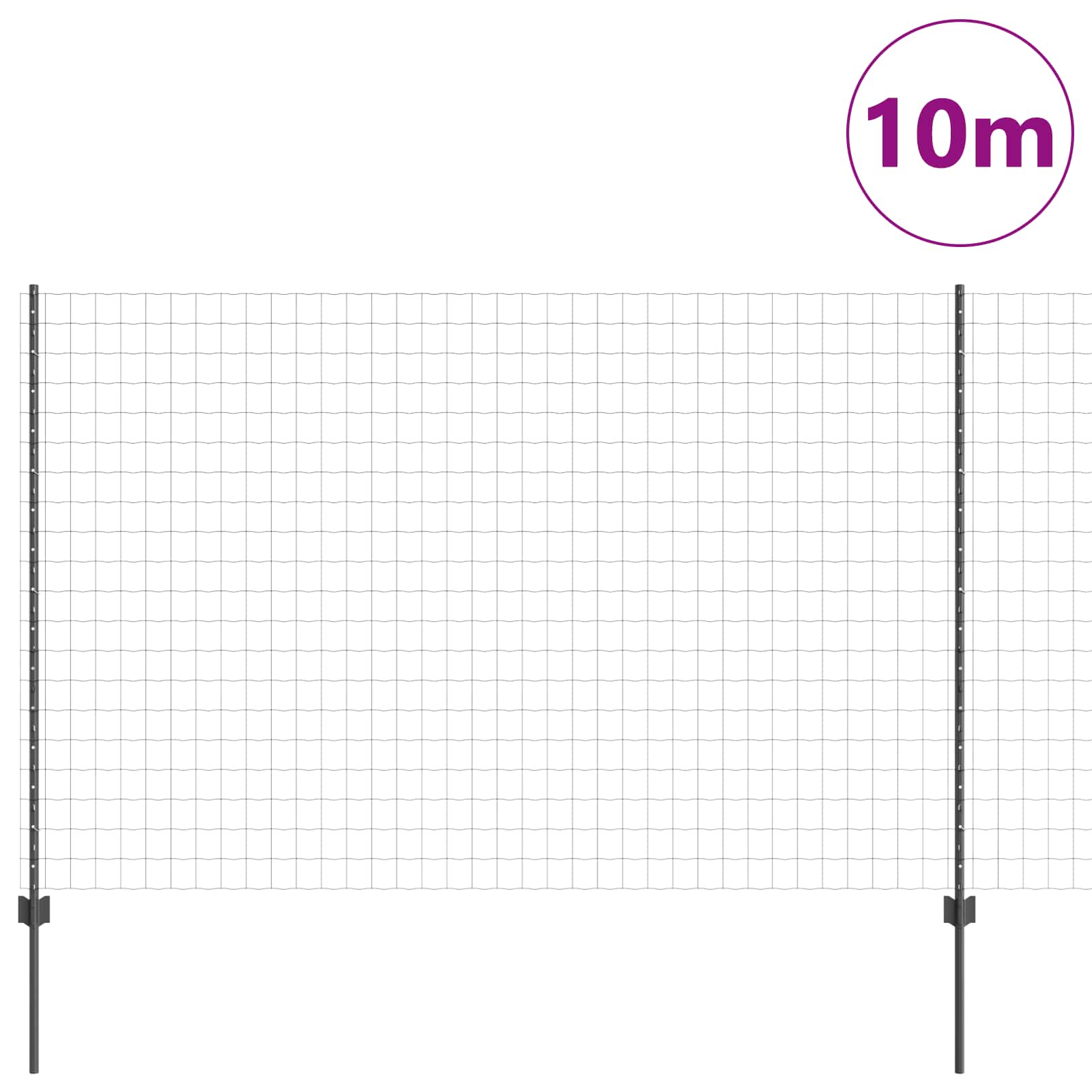 vidaXL Spawana siatka ogrodzeniowa 10 x 1,5 m (S x W) Stal pokryta PVC