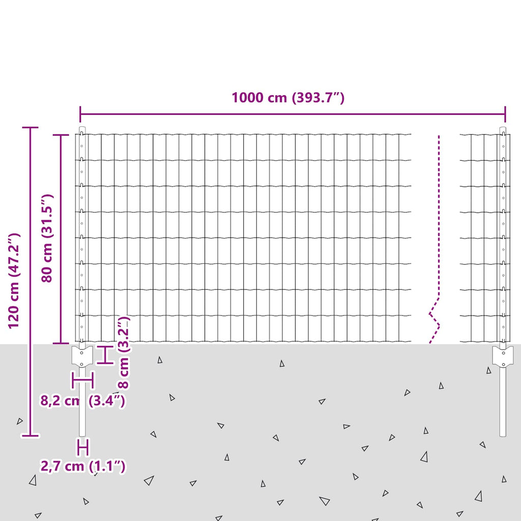 vidaXL Spawana siatka ogrodzeniowa 10 x 0,8 m (S x W)
