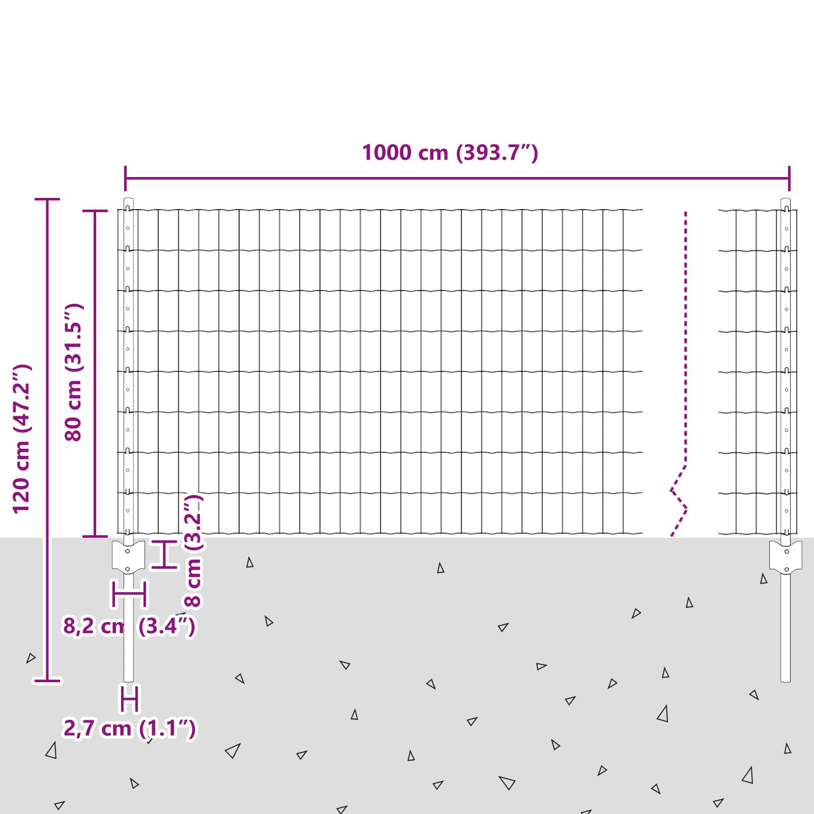 vidaXL Spawana siatka ogrodzeniowa 10 x 0,8 m (S x W)