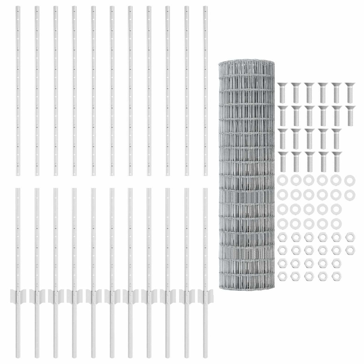 vidaXL Ogrodzenie Euro z słupkiem 25 x 1,2 m Stal ocynkowana srebrny