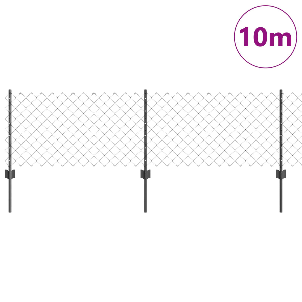 vidaXL Ogrodzenie z siatki łańcuchowej z słupkiem 10 x 0,6 m