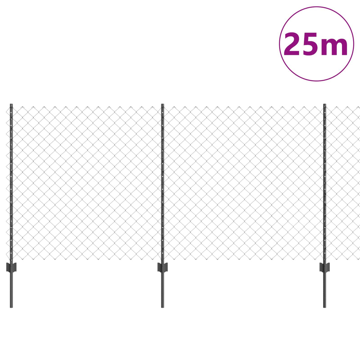 vidaXL Ogrodzenie z siatki łańcuchowej z słupkiem 25 x 1,2 m Szary