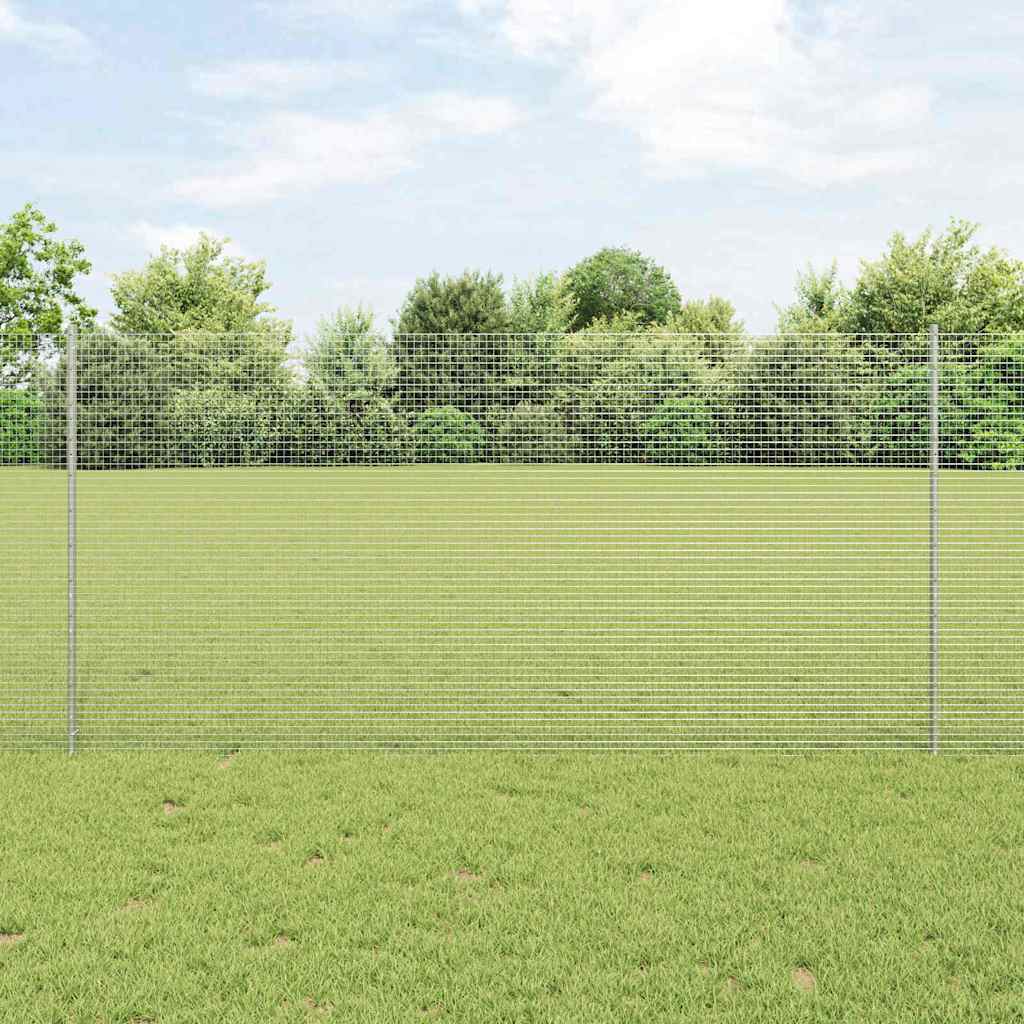 vidaXL Ogrodzenie z drutu spawanego z słupkami 25 x 1,2 m srebrny