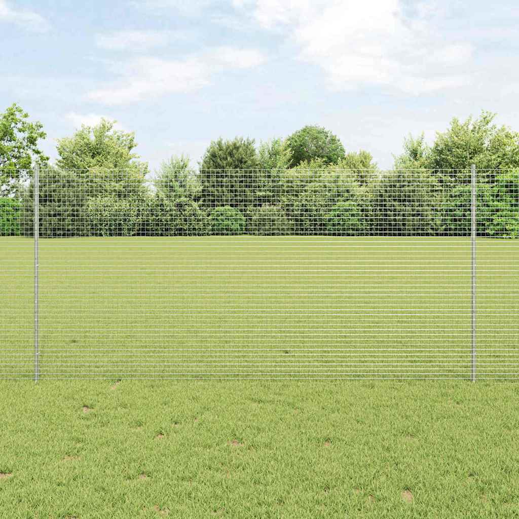 vidaXL Ogrodzenie z drutu spawanego z słupkami 25 x 1,2 m srebrny