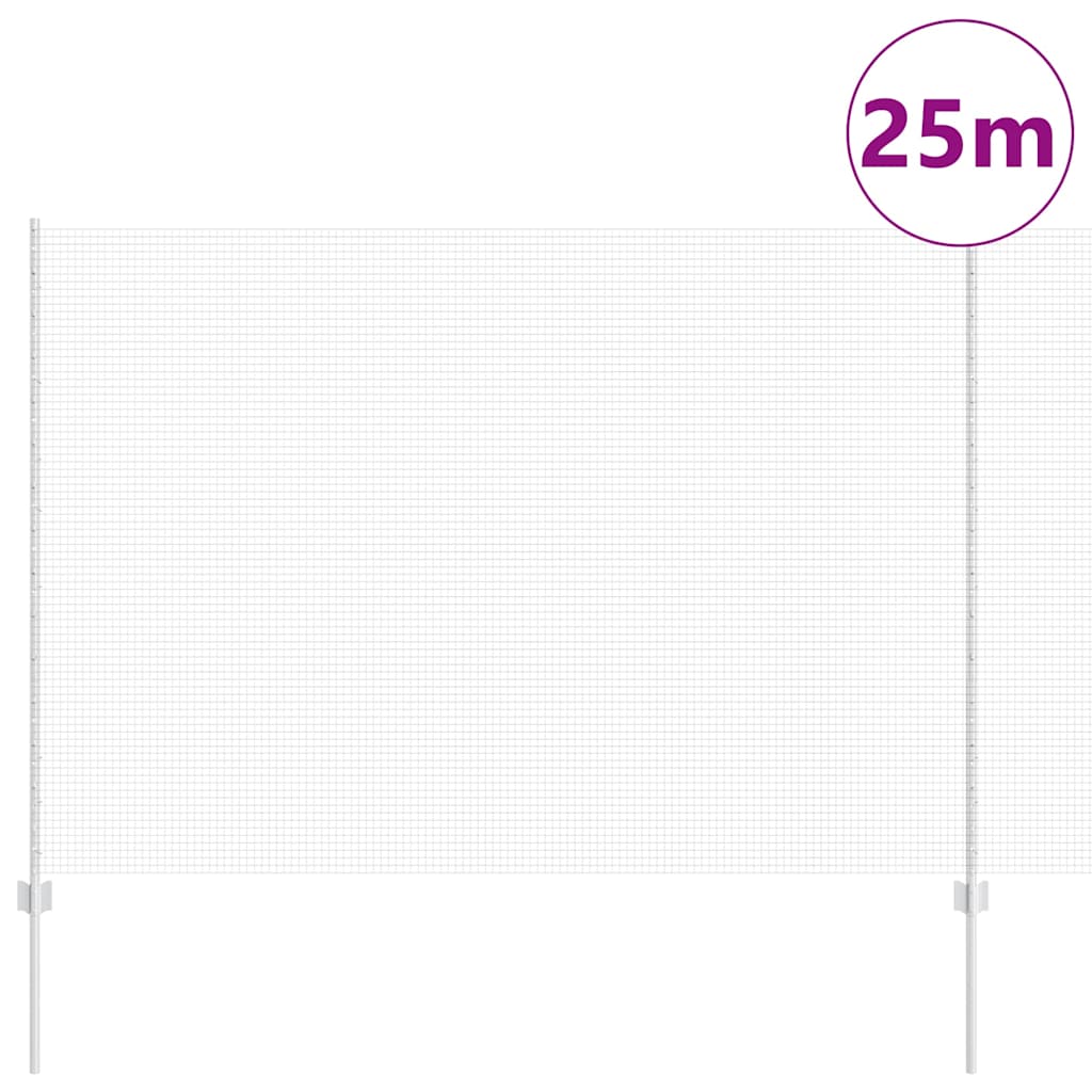 vidaXL Ogrodzenie z drutu spawanego z słupkami 25 x 1,5 m srebrny