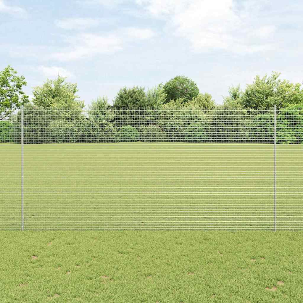 vidaXL Ogrodzenie z drutu spawanego z słupkami 25 x 1,5 m srebrny