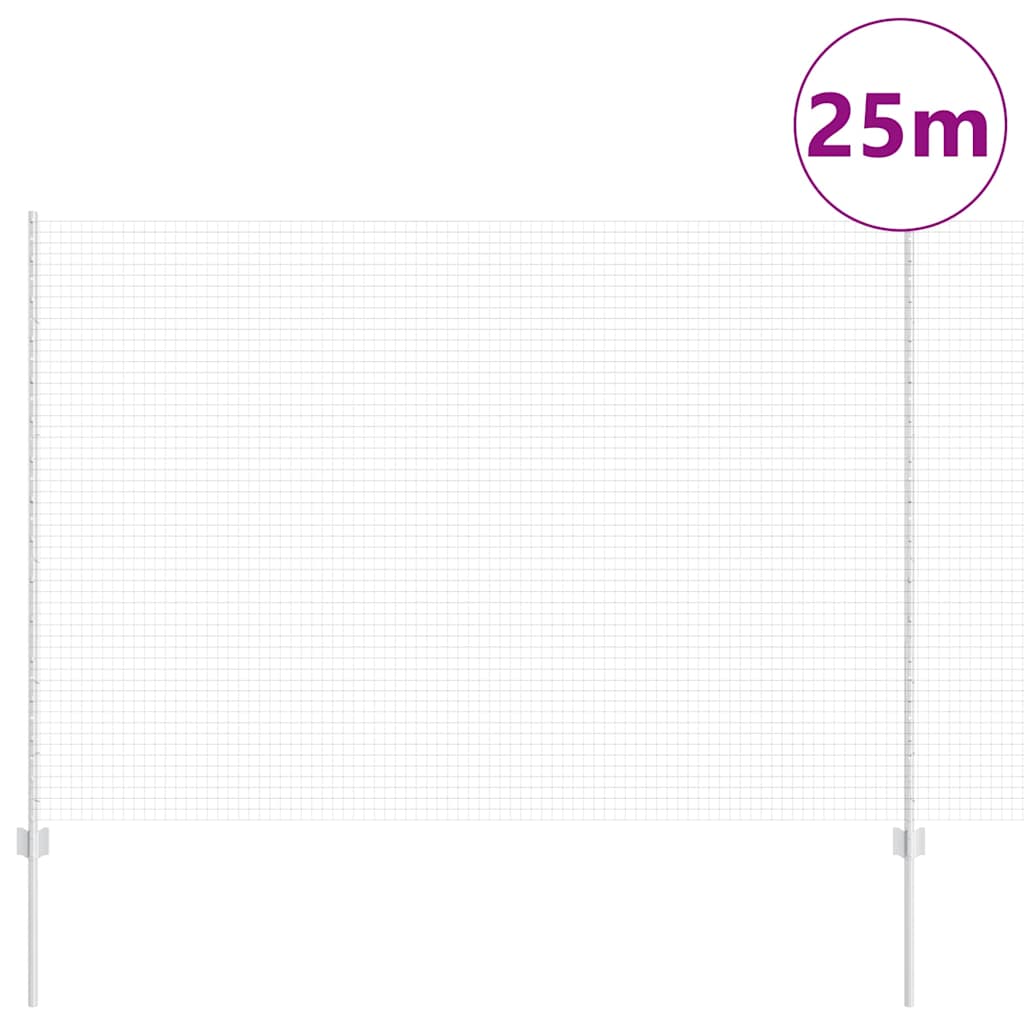 vidaXL Ogrodzenie z drutu spawanego z słupkami 25 x 1,5 m srebrny