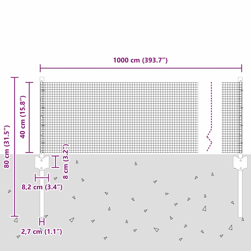 vidaXL Ogrodzenie z drutu spawanego z słupkami 10 x 0,4 m zielony