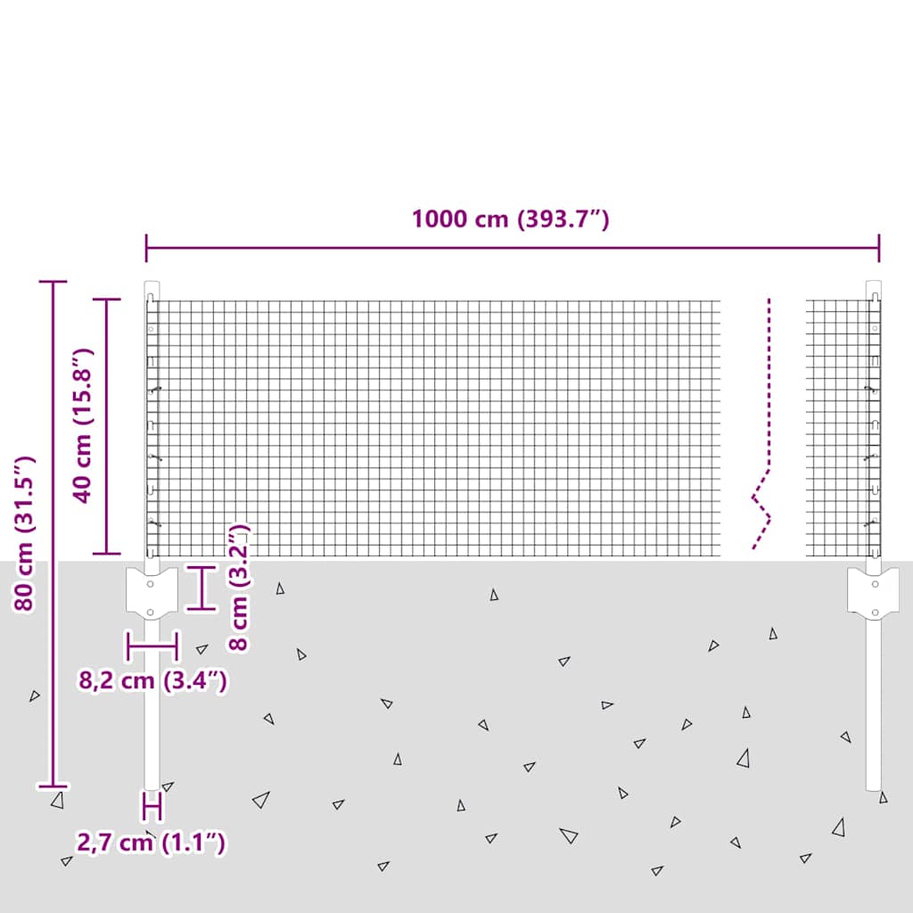 vidaXL Ogrodzenie z drutu spawanego z słupkami 10 x 0,4 m zielony