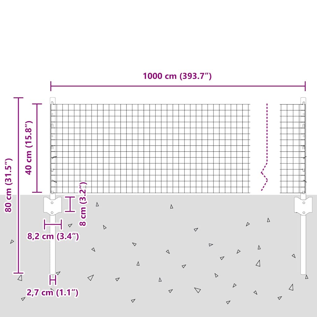 vidaXL Ogrodzenie z drutu spawanego z słupkami 10 x 0,4 m zielony