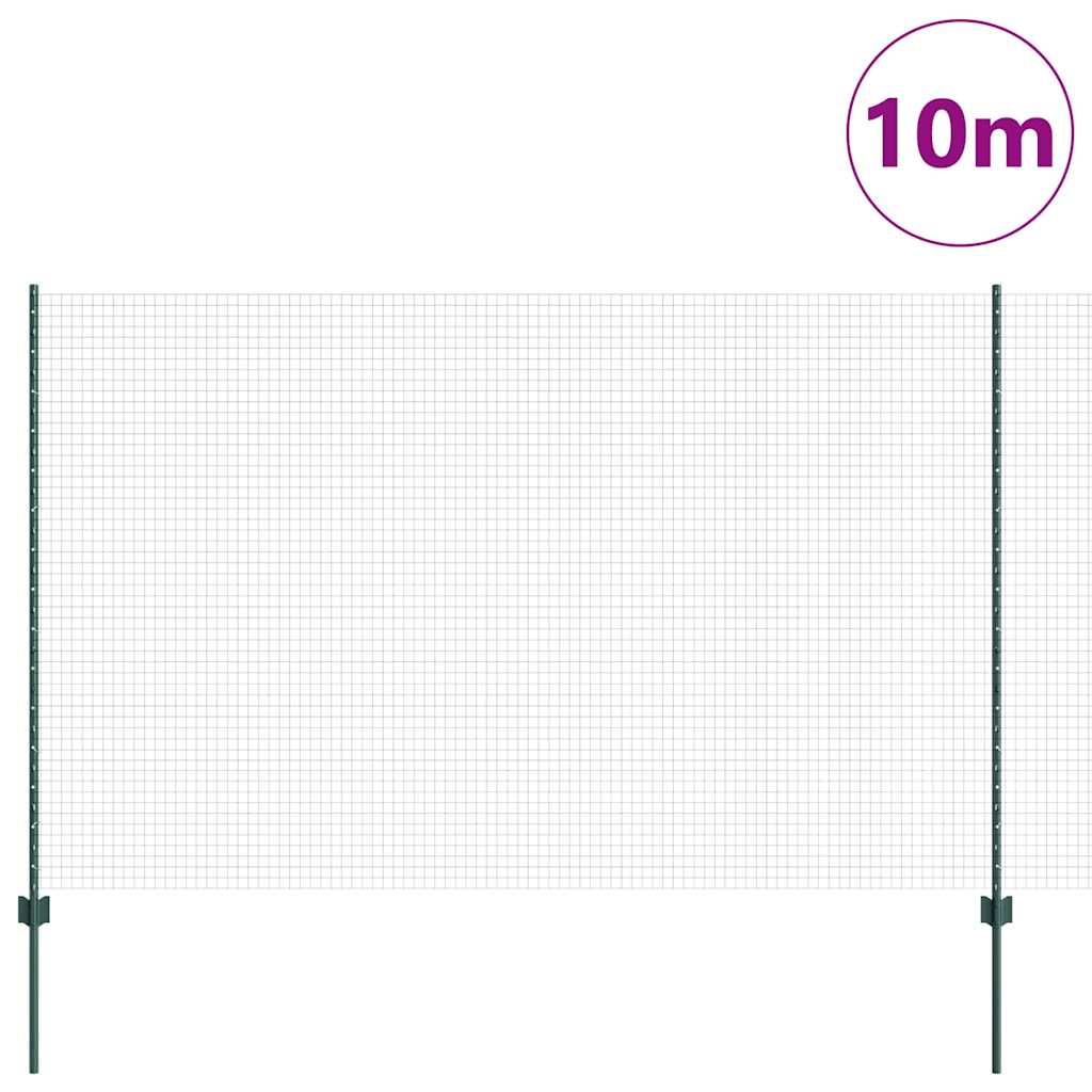 vidaXL Ogrodzenie z drutu spawanego z słupkami 10 x 1,6 m zielony