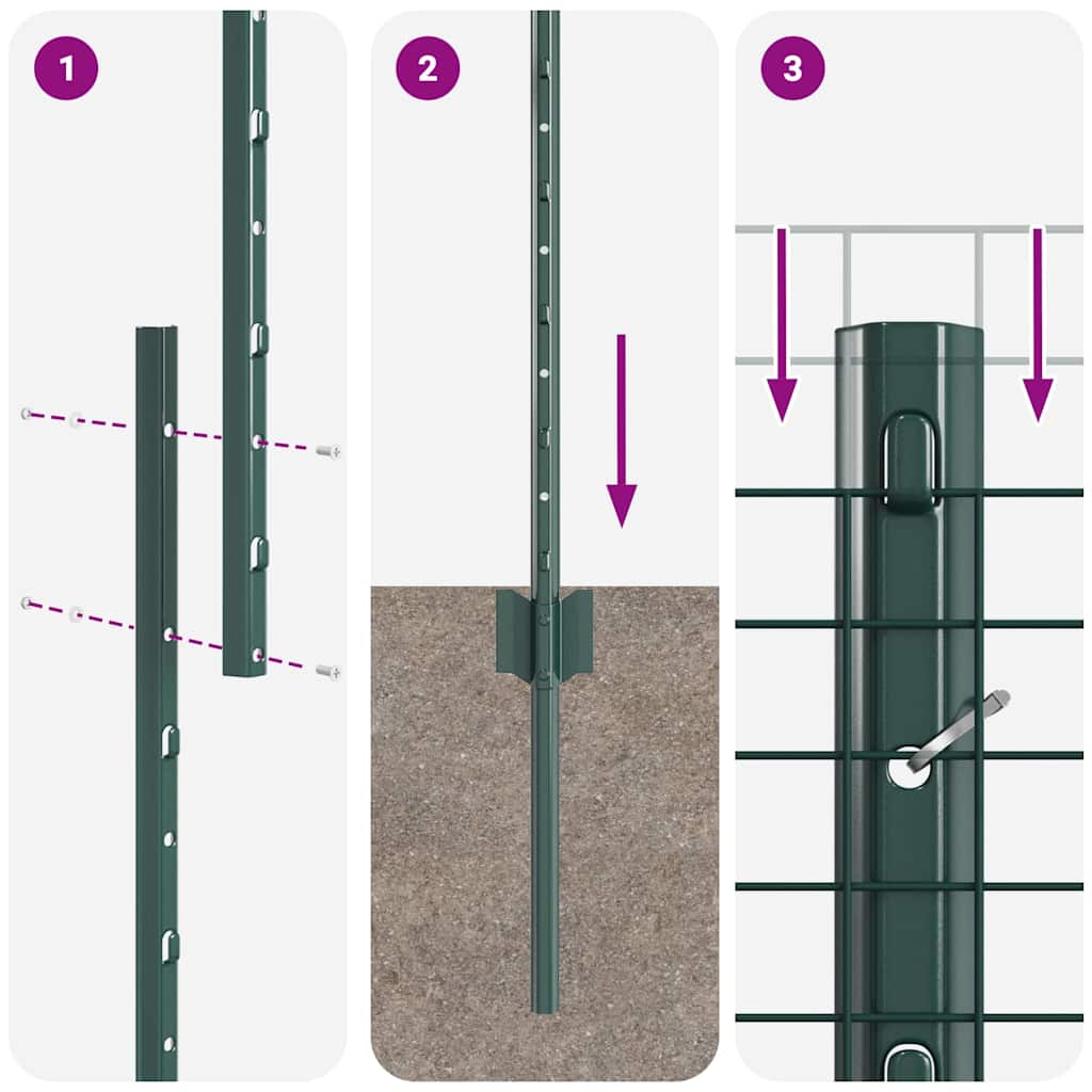 vidaXL Ogrodzenie z drutu spawanego z słupkami 25 x 1,5 m zielony