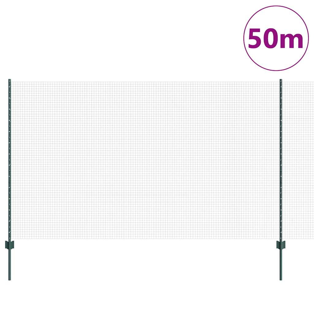 vidaXL Ogrodzenie z drutu spawanego z słupkami 50 x 1,4 m zielony