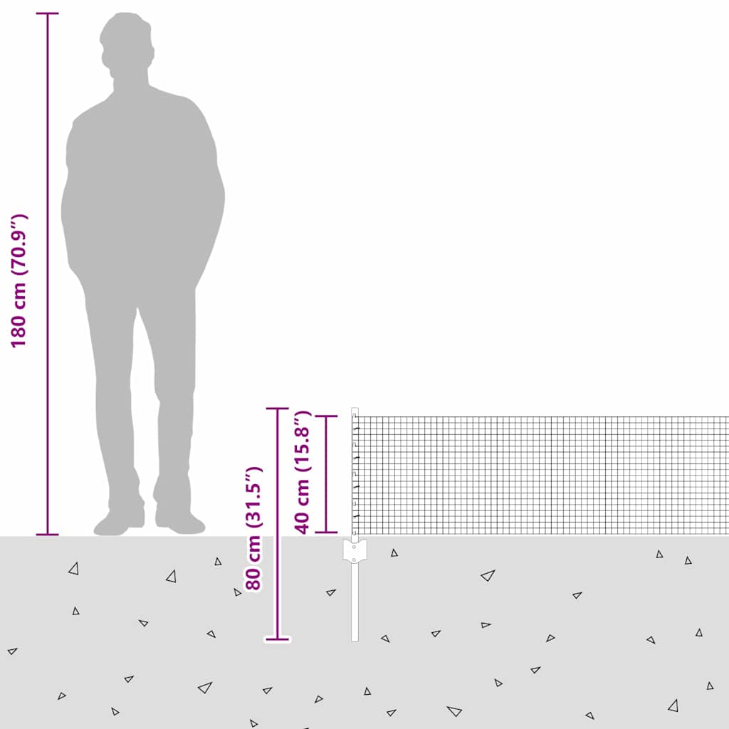 vidaXL Ogrodzenie z drutu spawanego z słupkami 10 x 0,4 m Szary Siatka