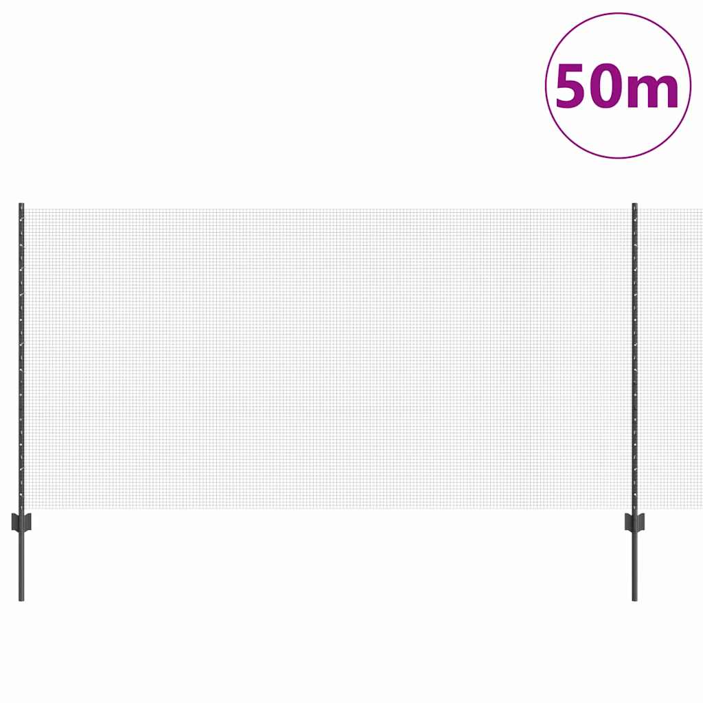 vidaXL Ogrodzenie z drutu spawanego z słupkami 50 x 1,2 m Szary Siatka